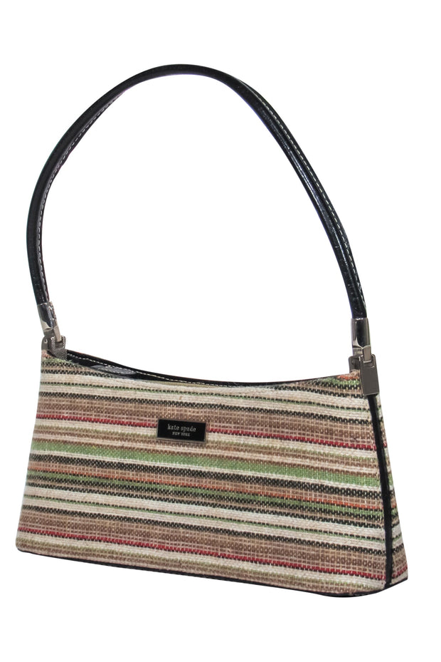 Current Boutique-Kate Spade - Vintage Earth-Tone Striped Tweed Baguette Bag