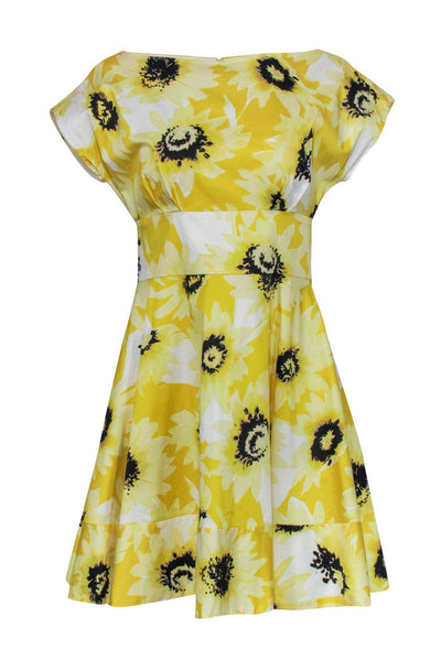 Current Boutique-Kate Spade - Yellow Floral Cotton Boat Neckline Dress Sz 6