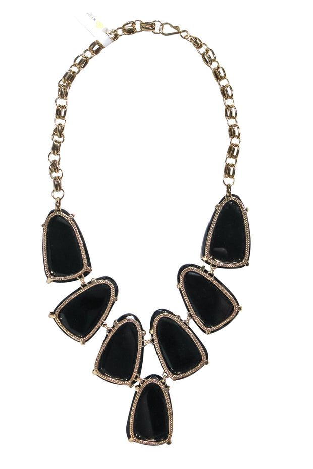 Current Boutique-Kendra Scott - Black Chunky Jewel Golden Chain Necklace