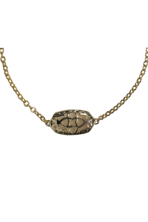 Current Boutique-Kendra Scott - Gold Adjustable “Elaina” Chain Bracelet w/ Sparkly White Stone