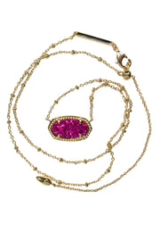Current Boutique-Kendra Scott - Gold Chain Necklace w/ Sparkly Magenta Stone