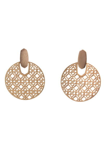 Current Boutique-Kendra Scott - Gold Laser Cut Circle Stud Earrings