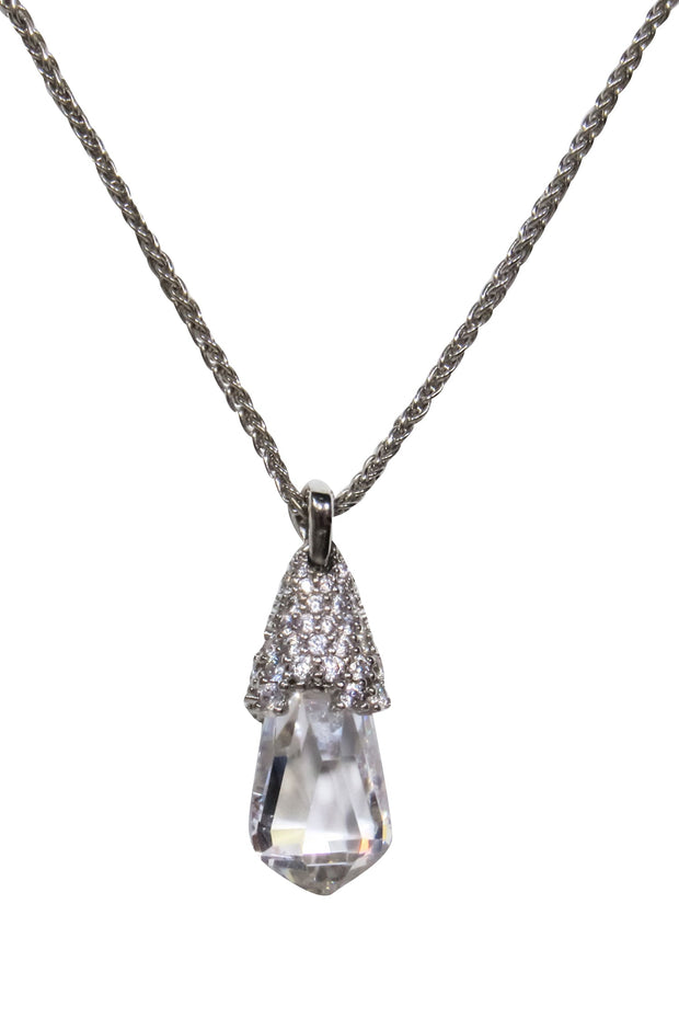 Current Boutique-Kendra Scott - Silver Chain Necklace w/ Crystal Pendant