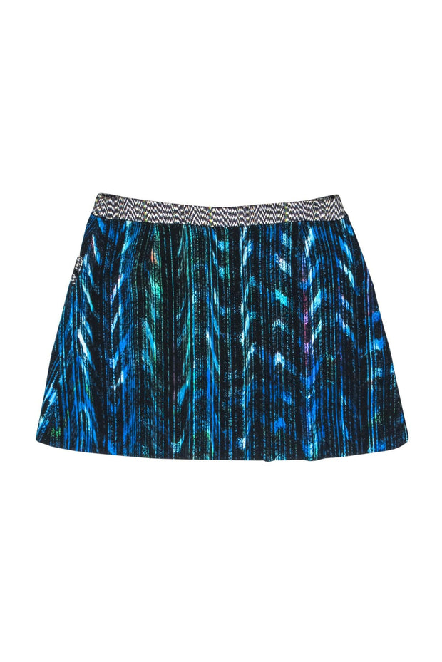 Current Boutique-Kenzo - Teal Front Zip Mini Skirt w/ Contrast Trim Sz M