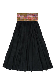 Current Boutique-Koch - Black Star Print Skirt w/ Multicolored Bauble Embroidered Waistband Sz XS