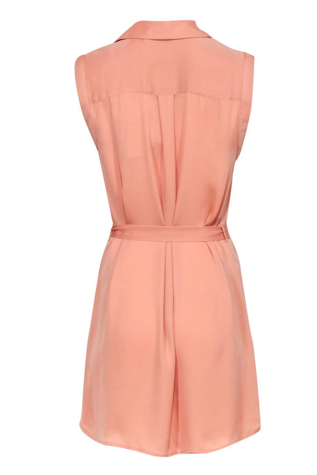 Current Boutique-L'Acadamie - Dusty Rose Sleeveless Silky Shirt Dress Sz S