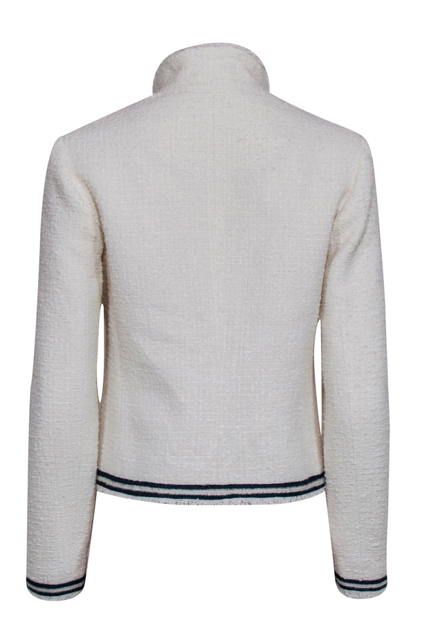 Current Boutique-L.K. Bennett - Cream Tweed Blazer w/ Navy Trim Sz 6