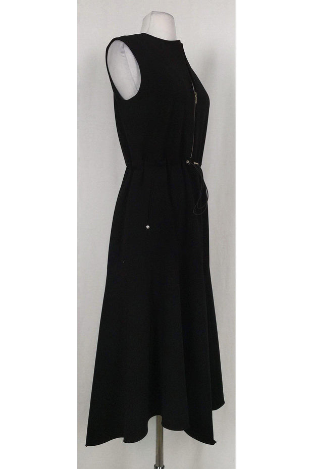 Current Boutique-Lafayette 148 - Black Drawstring Midi Dress Sz S