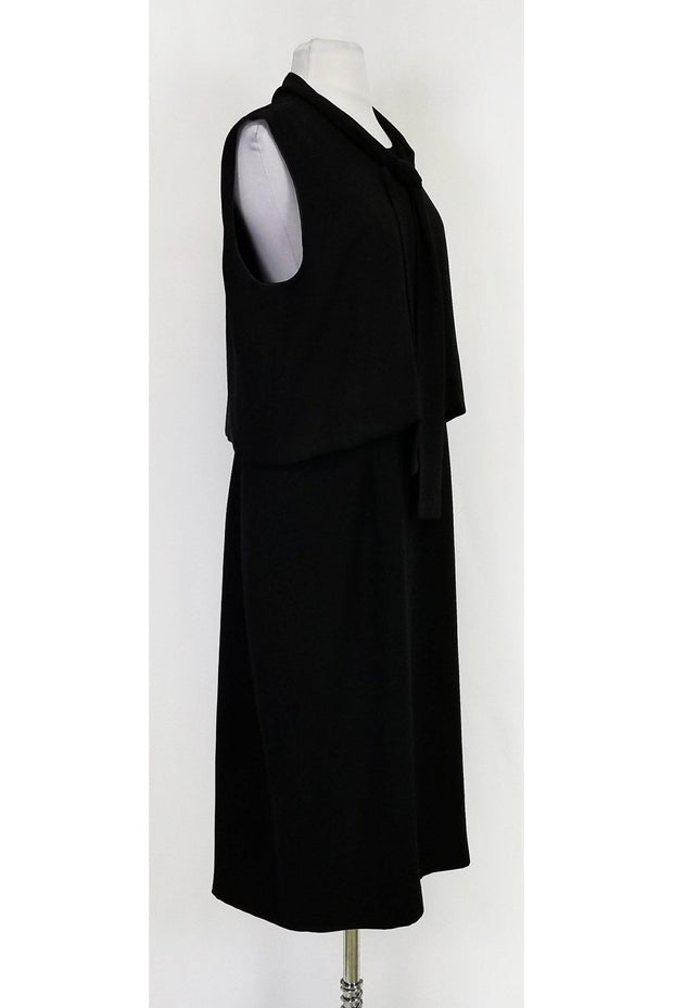 Current Boutique-Lafayette 148 - Black Dress w/ Neck Tie Sz 14