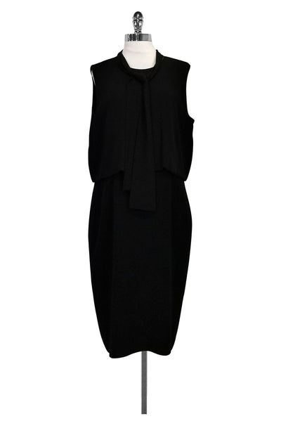 Current Boutique-Lafayette 148 - Black Dress w/ Neck Tie Sz 14