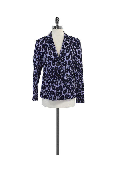 Current Boutique-Lafayette 148 - Blue & Purple Animal Print Cotton Jacket Sz 4