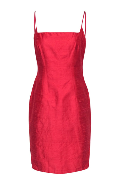 Current Boutique-Laundry by Shelli Segal - Red Side Slit Silk Sheath Dress Sz 8