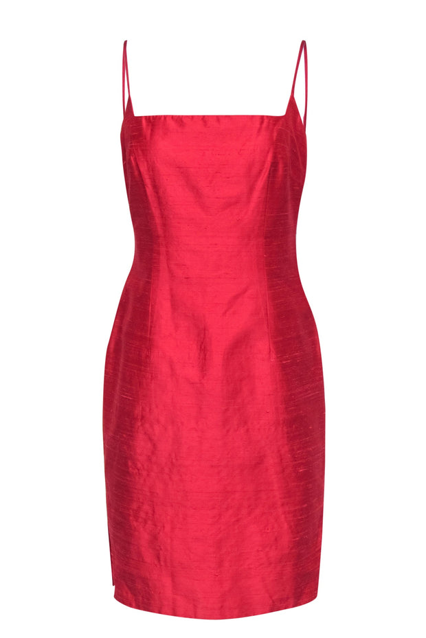 Current Boutique-Laundry by Shelli Segal - Red Side Slit Silk Sheath Dress Sz 8