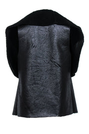 Current Boutique-Lauren Ralph Lauren - Black Faux Suede & Fur Draped Open Vest Sz S