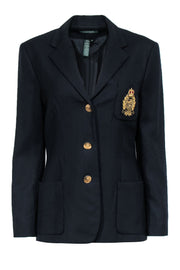 Current Boutique-Lauren Ralph Lauren - Navy Blazer w/ Gold-Toned Buttons & Chest Pocket Crest Sz 10