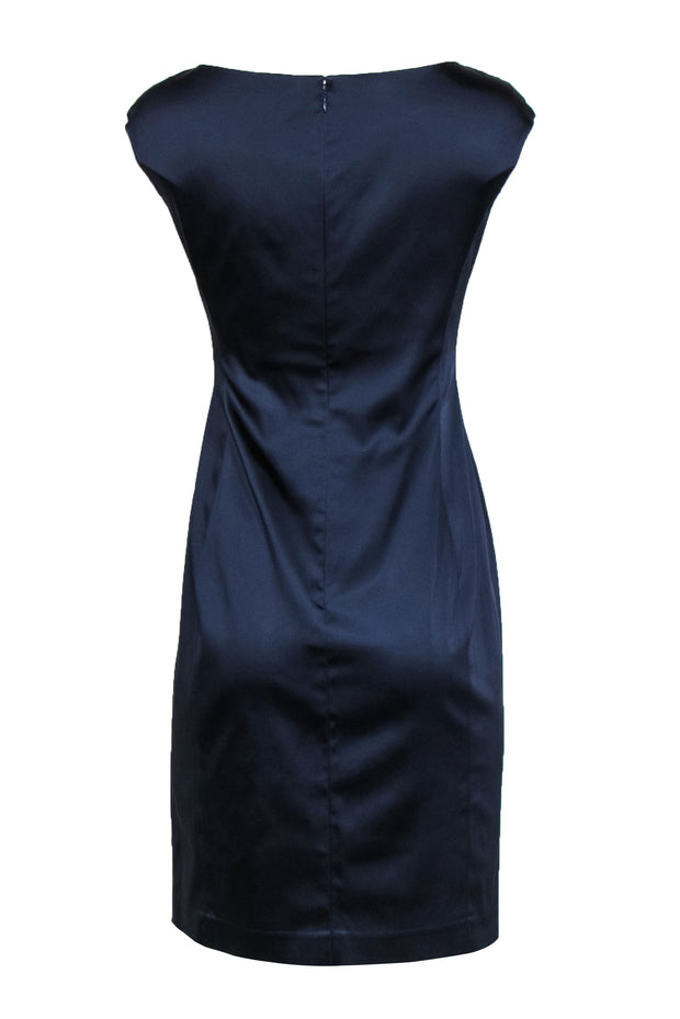 Current Boutique-Lauren Ralph Lauren - Purpleish Navy Satin Pleated Sheath Dress Sz 4