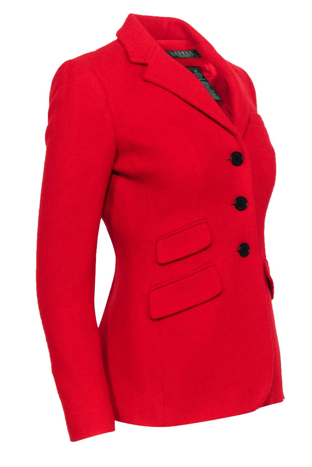 Current Boutique-Lauren Ralph Lauren - Red Wool Blend Three-Button Blazer Sz 4P