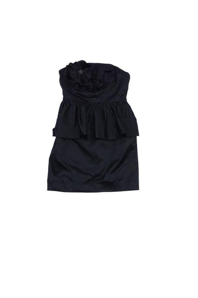 Current Boutique-Lilly Pulitzer - Black Cotton Strapless Peplum Dress Sz 6