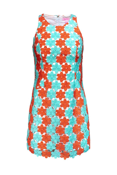 Current Boutique-Lilly Pulitzer - Mint Green & Orange Flower Overlay Dress Sz 0