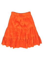 Current Boutique-Lilly Pulitzer - Neon Orange Silk Satin A-Line Tired Skirt Sz 0