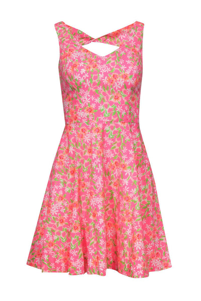 Current Boutique-Lilly Pulitzer - Pink Floral Print Cotton A-Line Dress Sz 0