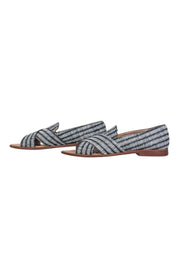 Current Boutique-Loeffler Randall - White & Black Woven Peep Toe Loafers Sz 9