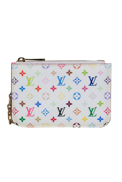 Louis Vuitton - Small White & Multicolored Monogram Print Pebbled Leather  Wallet