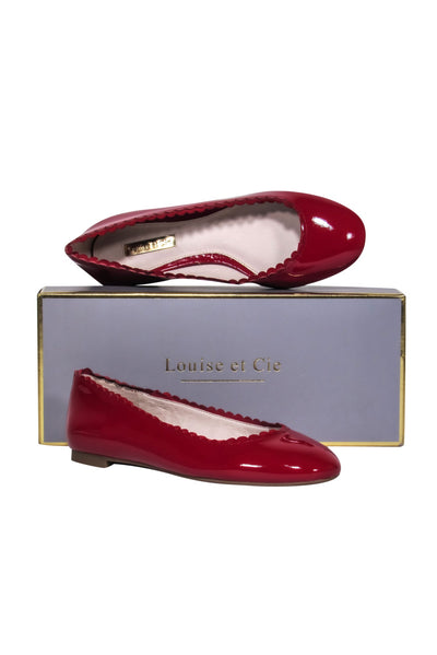 Current Boutique-Louise et Cie - Red Patent Leather "Caynlee" Scalloped Edge Ballet Flats Sz 6