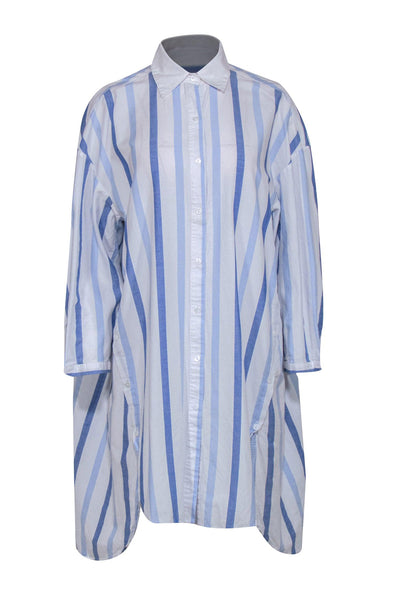 Current Boutique-Love Binetti - White & Blue Striped Button Up Dress Sz XS