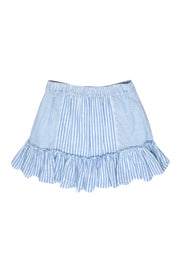 Current Boutique-LoveShackFancy - Blue & White Striped Miniskirt w/ Flounce Hem Sz P
