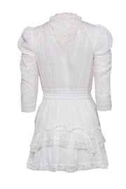 Current Boutique-LoveShackFancy - White Cotton Ruffled Eyelet Lace Mini Dress Sz XS