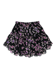 Current Boutique-MISA Los Angeles - Black & Purple Ruffle Miniskirt Sz XS