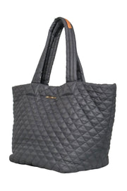 Current Boutique-MZ Wallace - Gray Quilted Puffer Zipper Tote w/ Leather Trim