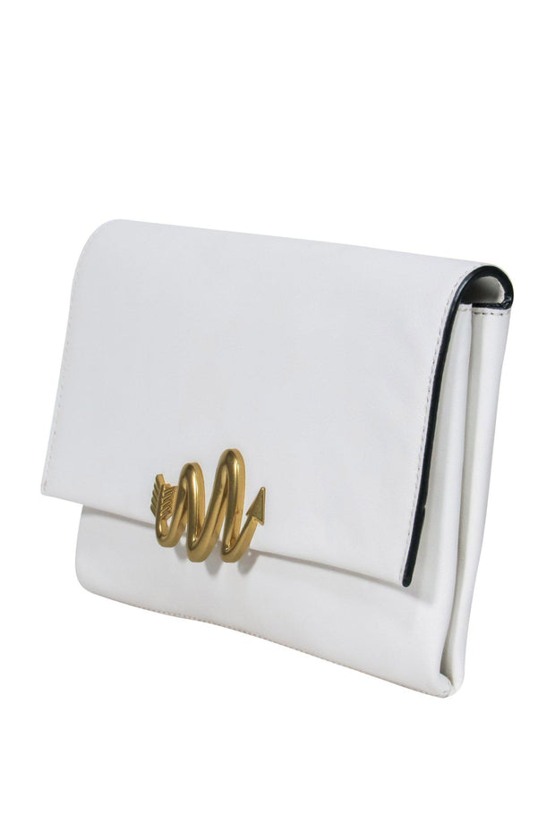 Current Boutique-Mackage - Ivory Leather Fold-Over Clutch