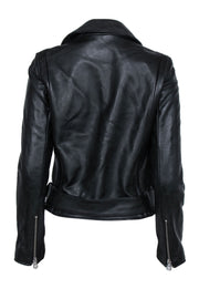 Current Boutique-Madewell - Black Leather Zip-Up Moto Jacket w/ Belt Sz M