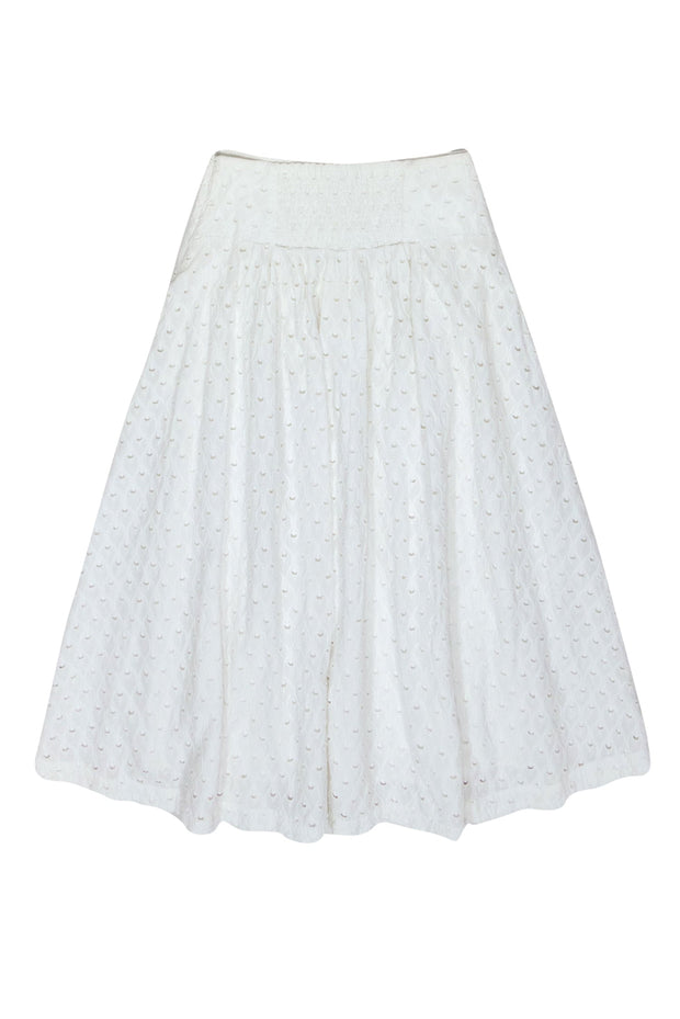 Current Boutique-Maeve - White Eyelet & Embroidered Maxi Skirt w/ Faux Buttons Sz 0