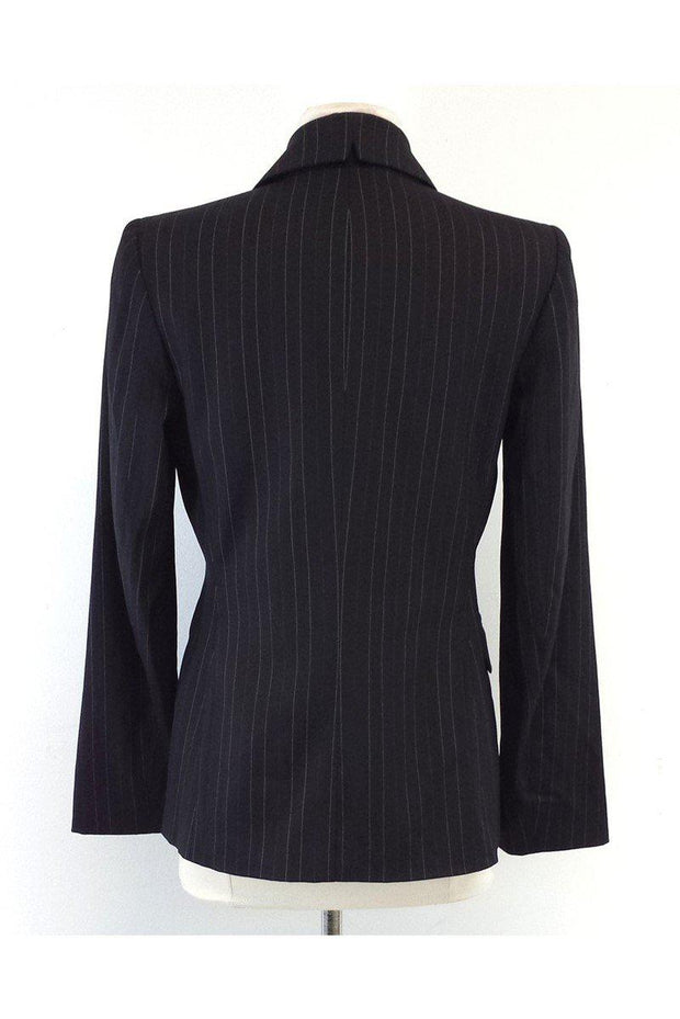 Current Boutique-Magaschoni - Black Wool Blend Pinstripe Blazer Sz 4