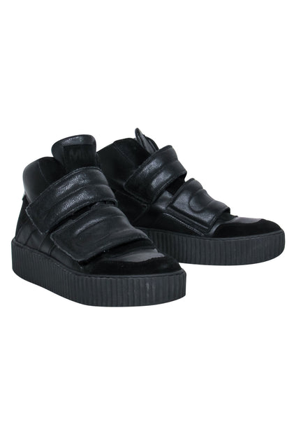Maison Martin Margiela Black Leather Suede Velcro Top Platfor – Current Boutique