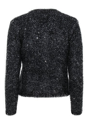 Current Boutique-Maje - Black Tinsel & Sequin Button-Up Cardigan Sz S