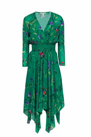Current Boutique-Maje - Green Long Sleeve Floral Print Dress Sz L