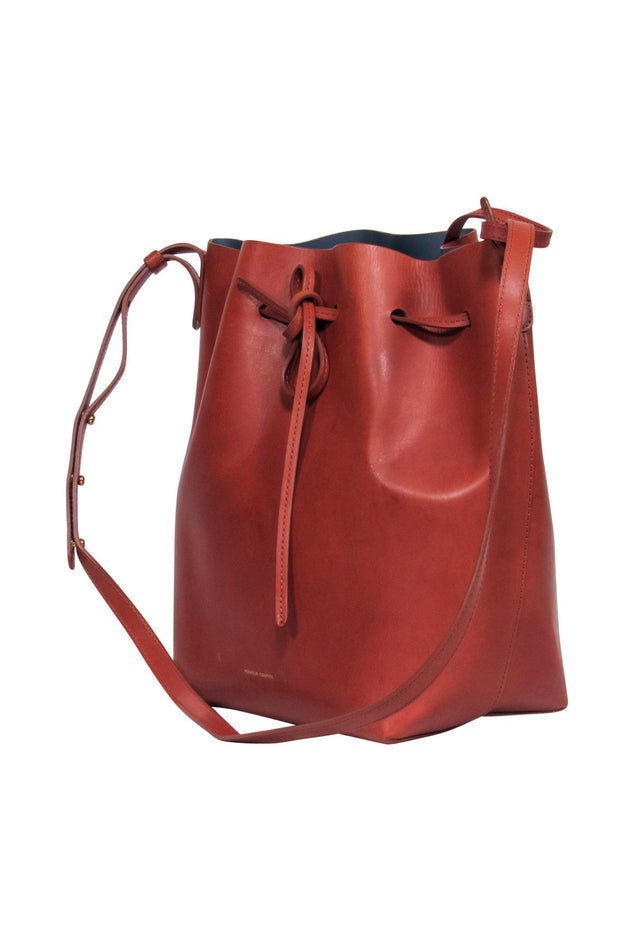 Current Boutique-Mansur Gavriel - Brown Leather Bucket Bag w/ Included Wristlet