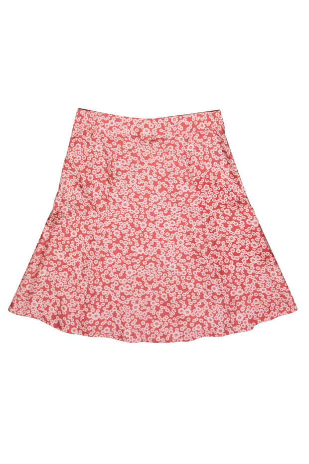 Current Boutique-Marc Jacobs - Pink Flared Silk Cherry Blossom Print Skirt Sz 8