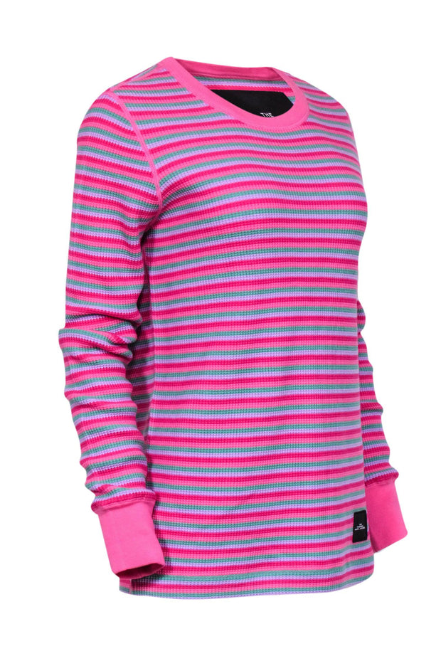 Current Boutique-Marc Jacobs - Pink & Green Waffle Knit Thermal Shirt Sz M