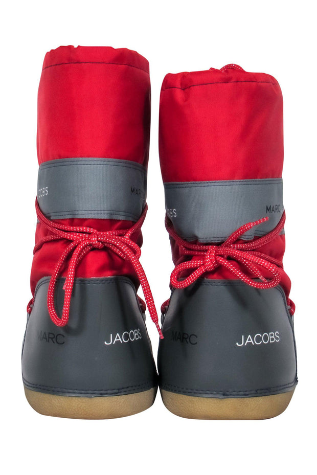 Current Boutique-Marc Jacobs - Red & Gray Lace-Up Chunky Moon Boots Sz M