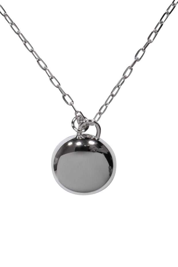 Current Boutique-Marc Jacobs - Silver & Black Iconic Logo Pendant Necklace