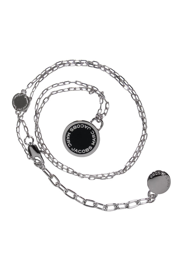 Current Boutique-Marc Jacobs - Silver & Black Iconic Logo Pendant Necklace