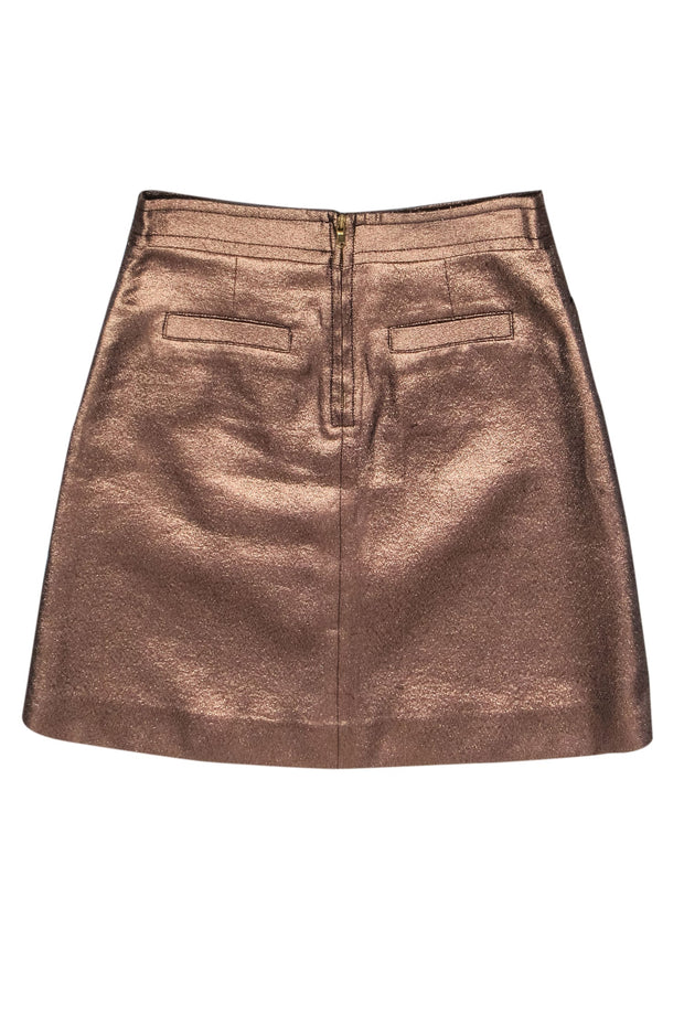 Current Boutique-Marc by Marc Jacobs - Bronze Gold Metallic Zipper Front Skirt Sz 6