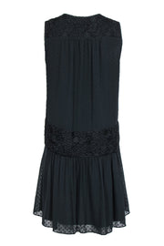 Current Boutique-Marchesa Rose - Black "Clip Dot Rib" Dress w/ Lace Detail Sz M