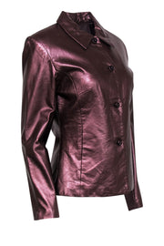 Current Boutique-Margaret Godfrey - Vintage Metallic Purple Leather Blazer Sz 4