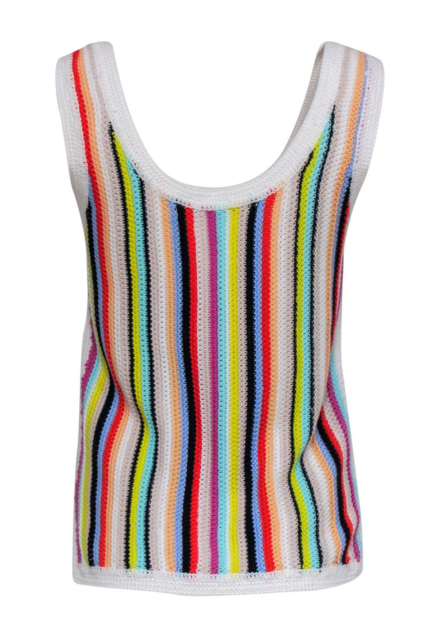Current Boutique-Marie Oliver - Crochet Rainbow Striped Tank Sz M